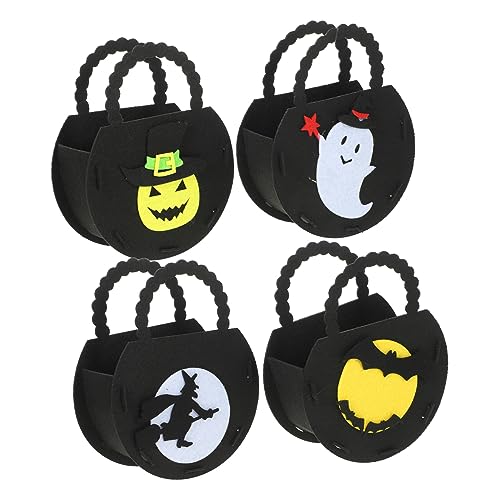 Milisten 4 Stück Teiliges Halloween Süßigkeitentaschen aus Filz mit Griff Wiederverwendbar Leichte Party Favor Taschen für Süßigkeiten Kekse und Kleine Geschenke Dekorative Halloween Party von Milisten