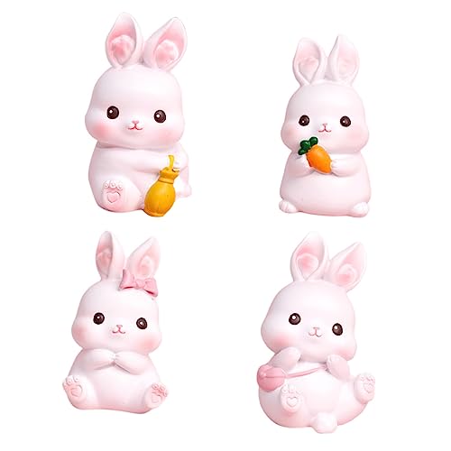 Milisten 4 Stück Teiliges Hasen Tortendeko aus Langlebigem Harz Niedliche Cake Ornaments für Kindergeburtstag Kreative Animal Cake Decoration für Festliche Kuchen und Geschenkideen von Milisten