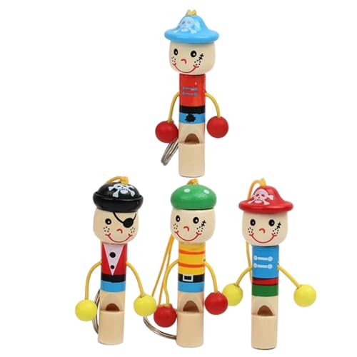 Milisten 4 Stück Teiliges Holzpfeifen Kinderpfeife mit Buntem Piraten Design Pädagogisches Musikinstrument Kreativität und Musikalischem Talent als von Milisten