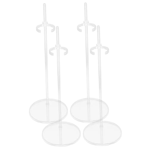 Milisten 4 Stück Transparente Puppenständer aus Kunststoff mit Verstellbarer Taillenhalterung rutschfeste Basis Stabile Doll Support Frames für Puppen und Figuren Hohe Displayhalterungen von Milisten