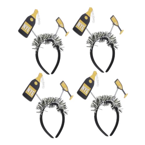 Milisten 4 Stück Weinflaschen-stirnband Silvester -partyzubehör Frohes Neues Jahr Kopfschmuck Silvester Haarband Frohes Neues Stirnband Silvester Kostüm Neues Jahr Stirnband Black Plastik von Milisten