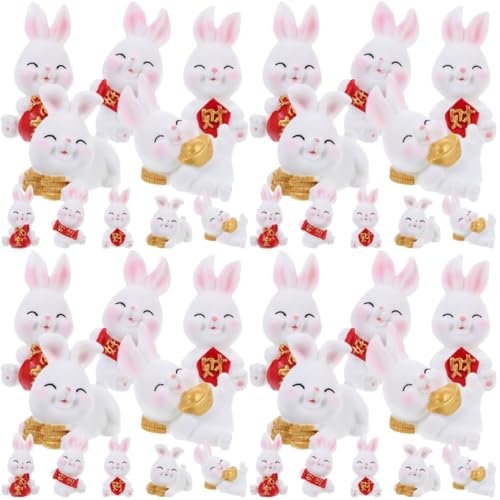 Milisten 40 STK Kleine Landschaftsornamente Mikrolandschaft Hase Miniatur-hasenfigur Chinesische Neujahrsfiguren Osterhasenfigur Miniatur-tierdekor Kaninchen-Miniatur Kuchen Verzieren Harz von Milisten