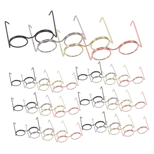 Milisten 40 Stück Mini -Rahmenbrille stilvolles Brillenspielzeug Minibrille für Puppen dekorative Puppengläser Runde Fake-Brille Brillenrequisiten zum Anziehen Stahldraht von Milisten