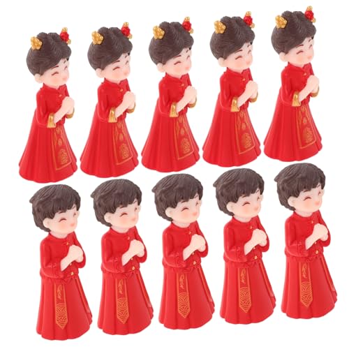 Milisten 5 Paare Chinesische Hochzeitsfiguren Traditionelle Brautpaar Miniaturen für Asiatische Hochzeitstorte Mikro-landschaftsdekoration Festliche Tischdeko DIY Cake Topper von Milisten
