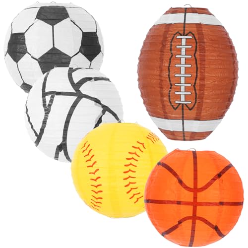 Milisten 5 Stück Sport-party-papierlaternen Für Basketball-fußball-dekorationen, Hängelaternen, Sport-basketball-party-papierlaterne Milisten 5 Stück Sport-party-papierlaternen Für Basketball-fußball-dekorationen, Hängelaternen, Sport-basketball-party-papierlaterne von Milisten