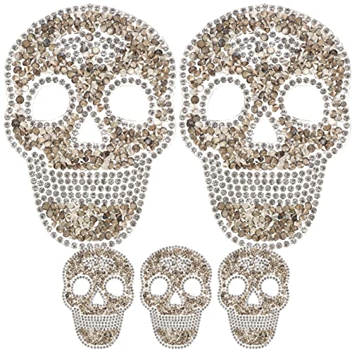 Milisten 5 Stück Strass Patches Bügelbild Applikation Reparatur Patch Halloween Skelett Patches Für DIY Kleidung Jeans Taschen Verzierung Accessoire von Milisten