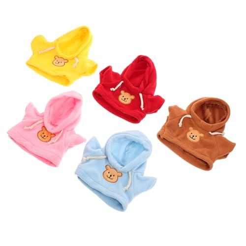 Milisten 5 Stück Teddybär-Kleidung DIY-Spielzeugkleidung Zubehör tragen Puppen-Hoodie Plüschtierkleidung ausgestopfte Bärenkleidung Plüschpuppenkleidung Stoff von Milisten