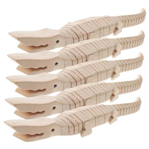 Milisten 5 Stück Teiliges Holz Krokodil Modellspielzeug DIY Unvollendetes Kompaktes Sensorisches Lernspielzeug für Realistisches Gelenk Tragbar und Robust aus Sicherem Holz von Milisten