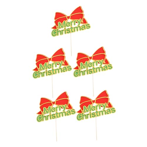 Milisten 5 Stück Teiliges Weihnachts Resin Kuchen Rote Schleifen Tortendeko Cupcake Inserts Festliche Tischdeko für Party Kuchen und Dessert Festlich Gestalten von Milisten