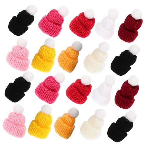 Milisten 50 Stück Mini Strickmützen für Weihnachten Bunte DIY Puppenhüte Handwerk Deko für Miniaturen Flaschen Bastelprojekte Party und Weihnachtsdekoration von Milisten