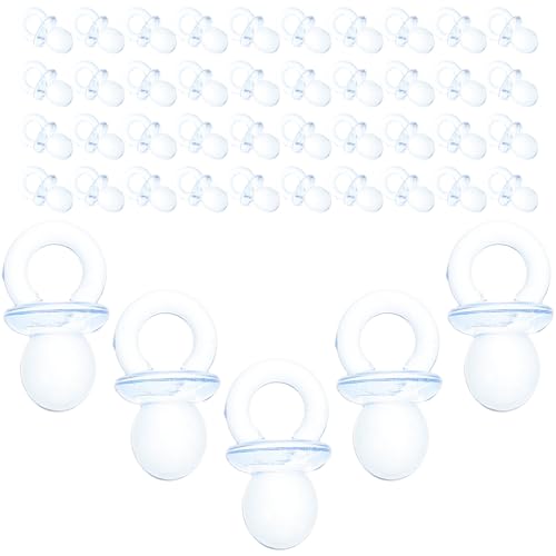 Milisten 50 Stück Shower Deko Mini Nuckel Blau Kunststoff Nuckel Tischdekoration Pacifier Shower Spiel Zubehör für Jungen Mädchen Elegante und Sichere Babyparty Dekoration von Milisten
