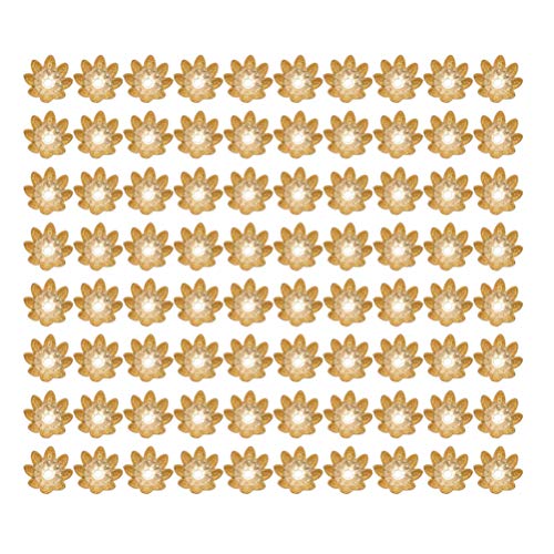 Milisten 500 stücke Blume perlenkappen Lotus Blume Form perlen abstandshalter Armband Halskette zubehör für DIY Handwerk schmuck Machen (kc goldene 10mm) von Milisten