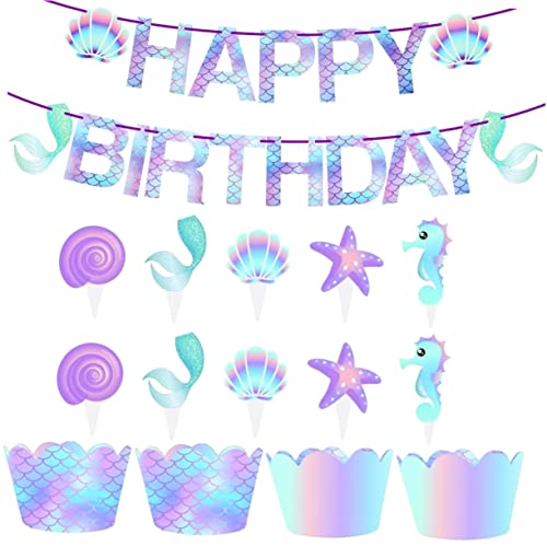 Milisten 51 Stück Mermaid Tortenaufsätze und Cupcake Wrapper Teile für Geburtstagsfeiern mit Kuchenrändern Muffin Dekoren und Geburtstagsschilder Flagge Milisten 51 Stück Mermaid Tortenaufsätze und Cupcake Wrapper Teile für Geburtstagsfeiern mit Kuchenrändern Muffin Dekoren und Geburtstagsschilder Flagge von Milisten