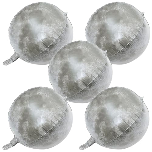 Milisten 5Stücke Aluminium Folienballons Mond Design Luftballons Für Planetendekoration DIY Party Dekoration Mond Themen Helium Ballons von Milisten