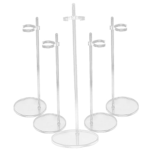 Milisten 5Stücke Puppenständer Verstellbare Transparente Halterung für Puppen und Actionfiguren Stabiler Display Ständer mit Runder Basis Geeignet für Modelle und Sammlerstücke von Milisten