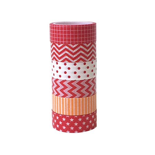 Milisten 6 Rollen Cartoon-Washi-Klebeband, geometrisches Linienmuster, helles Klebeband für DIY-Dekorationen, Verpackung, Weihnachtsgeschenk von Milisten