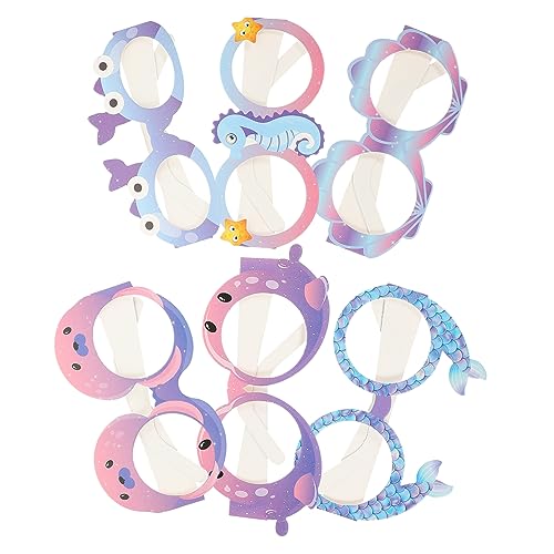 Milisten 6 Stück Geburtstagsfeier Brille Prinzessin Mermaid Party Gefälligkeiten Dekorationen Meerjungfrau Dekorative Brille Brillen Foto Requisiten Sea Mermaid Party Supplies Papier von Milisten