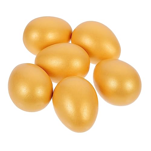 Milisten 6 Stück Goldenes Eierspielzeug Ostereier leer Ostereier Dekoration Schatzkistenfüller Party Ornamente Junge Ornament-Ei Deko-Ei bastelt Ei Festival-Ei Ei selber machen hölzern von Milisten