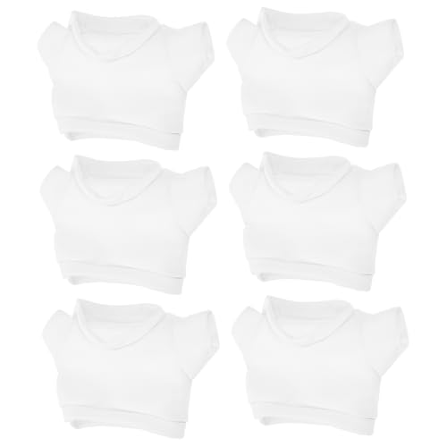 Milisten 6 Stück Teddybärenpuppe Ersetzen Sie Kleidung Plüsch ausgestopft tragen Puppenkleidung kompakte T-Shirt-Kleidung kleines Puppenzubehör austauschbares Puppen-T-Shirt Tuch Weiß von Milisten