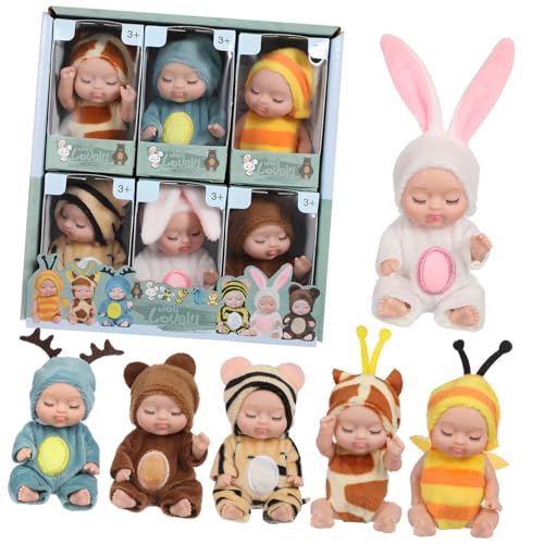 Milisten 6 Stück Teiliges Kleine Babypuppen mit Tierischer Kleidung Realistisch Gestaltete Schlafpuppen für Mädchen Weiche Mini Puppen als und Dekoration für Kinderzimmer Milisten 6 Stück Teiliges Kleine Babypuppen mit Tierischer Kleidung Realistisch Gestaltete Schlafpuppen für Mädchen Weiche Mini Puppen als und Dekoration für Kinderzimmer von Milisten