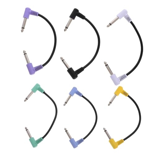 Milisten 6 Stück Winkel Instrumentenkabel für Gitarre und Keyboard Macaron-farben Mono Audio Patchkabel Stabiles Signal Effektpedal Anschlusskabel von Milisten