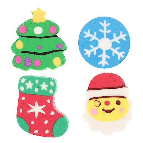 Milisten 60 Stück Teiliges Weihnachts Radiergummi Set mit Niedlichen Cartoon Motiven Wie Rentier und Weihnachtsmann aus Umweltfreundlichem Gummi Bunte Formen als und Schulzubehör von Milisten