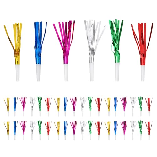 Milisten 60 Stück goldene Geräuschmacher: Glitzernde metallische Geräuschmacher mit Fransen, Hörner für Babyparty, Kindergeburtstag, Hochzeitsfeier, Neujahrsparty Milisten 60 Stück goldene Geräuschmacher: Glitzernde metallische Geräuschmacher mit Fransen, Hörner für Babyparty, Kindergeburtstag, Hochzeitsfeier, Neujahrsparty von Milisten