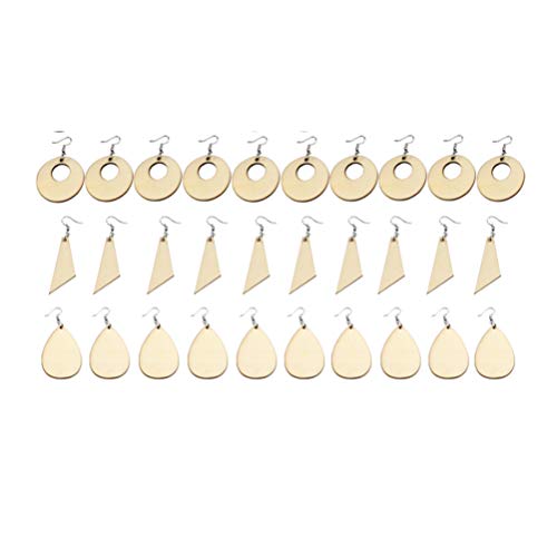 Milisten 60Pcs Holz Ohrringe für Frauen Unfinished Holz Ohrringe Rohlinge Ohrringe Baumeln Charms Anhänger mit 60Pcs Ohrring Haken für Mode Ohrringe DIY Handwerk Machen von Milisten