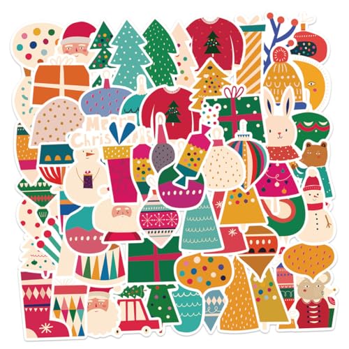Milisten 64 Stück Teiliges Weihnachtsaufkleber mit Cartoon Motiven wasserdichte DIY Scrapbooking Sticker für Kalender Fotoalben Flaschen und Persönliche Dekoration zu Weihnachten von Milisten