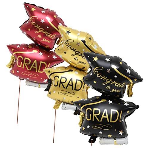 Milisten 6Stücke Folienballons Graduation Cap Luftballons für Abschlussfeier Dekoration für Partyzubehör und Feierlichkeiten von Milisten