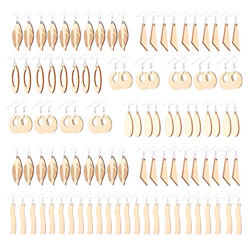 Milisten 70 Sets unlackierte Holzohrringe Anhänger blanko Baumeln Ohrringe Holz Charms Malerei Holzohrringe für DIY Kraten Schmuckherstellung von Milisten