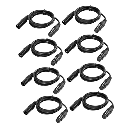 Milisten 8 Stück Bühnenbeleuchtung Scheinwerferkabel Bewegliches Lichtkabel Beleuchtungskabel Audiokabel Mikrofonkabel Bühnenlichtkabel DMX-Kabel RGB-Videolicht Metall Schwarz von Milisten