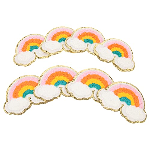 Milisten 8 Stück Regenbogen-Aufnäher, zum Aufbügeln, bestickt, Chenille-Patch, Glitzer-Nähapplikation für DIY-Jacken, Kleidung, Rucksack, Hut, Dekoration von Milisten