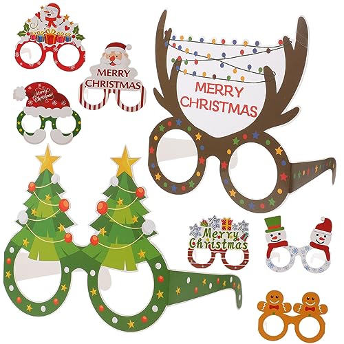 Milisten 8 Stück Teiliges Weihnachts Papierbrillenset Leichte Partybrillen in Bunten Designs Kreative Foto Requisiten und Festliche Deko für Weihnachtsfeiern mit Familie und Freunden von Milisten