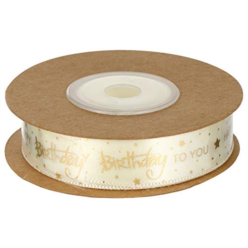 Milisten 9,1 Happy Birthday Satinband Polyesterband Dekoband Geschenkband für Party Festival Kunst Handwerk, 1,5 cm, beige von Milisten