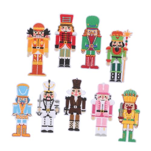 Milisten 9 Stück Soldaten-Patch Kleidungsflicken weihnachtliche Applikationen aufbügeln Weihnachts-Aufnäher zum Aufbügeln für Damen Eisen auf Weihnachten Stickerei-Aufkleber Polyesterfaden von Milisten