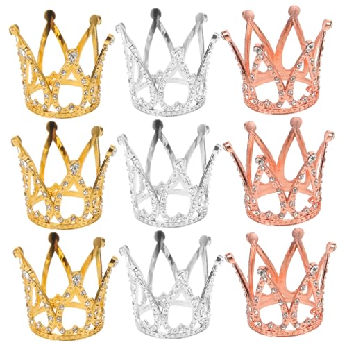 Milisten 9 Stück Teiliges Mini-cupcake-kronen-deko- Kleine Glitzernde Kuchenverzierung mit Mehrfarbigen Strasssteinen Leichte Prinzessinnen-tiara für Kindergeburtstag und Hochzeit von Milisten