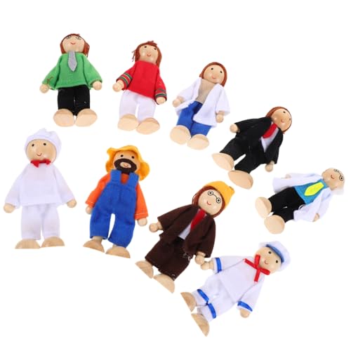 Milisten 9 Stück Teiliges Set Bendbarer Holzfiguren für Puppenhaus Bewegliche Gelenke Realistische Berufe Strapazierfähiges Holz mit Stoffkleidung Miniatur Familienfiguren für Kreatives und Milisten 9 Stück Teiliges Set Bendbarer Holzfiguren für Puppenhaus Bewegliche Gelenke Realistische Berufe Strapazierfähiges Holz mit Stoffkleidung Miniatur Familienfiguren für Kreatives und von Milisten