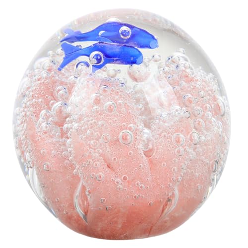 Milisten Art Glass Ocean Ball Figur Briefbeschwerer 3d Handgefertigte Fisch- Und Korallenskulptur Feng Shui Glaskunst Briefbeschwerer Mit Ozeanmotiv Für Das Heimbüro von Milisten