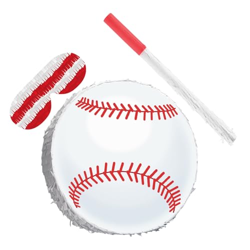 Milisten Baseball Pinata mit Maske und Konfetti Robuste Karton-deko für Kindergeburtstag Sportparty Baseball Spiele Partyzubehör von Milisten