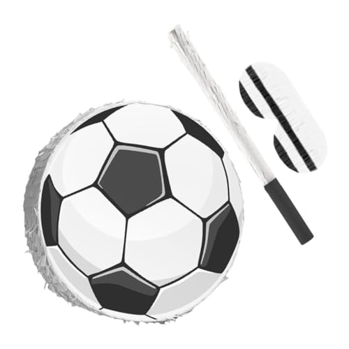 Milisten Fußball Pinata mit und Augenmaske Robuste Papp Konstruktion mit Krepppapier für Kindergeburtstag Fußballparty und Schulfeiern Einfache Aufhängung Partyzubehör von Milisten