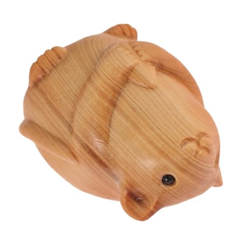 Milisten Hamstermodell aus Holz Moderne Wohnkultur Ornamente gemacht drinnen Hamsterstatue aus Holz Holzfigur Hamster Holzgeschnitzte Hamsterstatue Desktop-Tierstatue hölzern Light Brown von Milisten