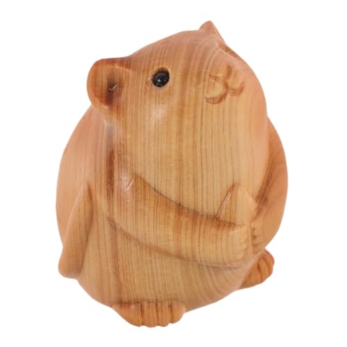 Milisten Holzfigur Hamster Statue Niedliche Tier-Dekoration Aus Holz Handgefertigt Für Wohnkultur Garten Und Geschenkideen Perfektes Accessoire Für Hamsterliebhaber von Milisten