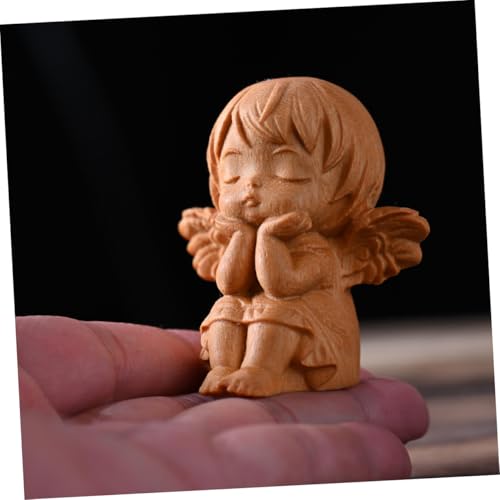 Milisten Holzschnitzmodell Engelsstatue Figur Ornament Geschnitztes Engelsdekor Handgefertigtes Modell Religiöse Holzfigur Holz Geschnitzter Engel Geschnitzte Engelsflügel Hölzern Khaki von Milisten