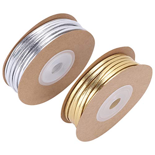 Milisten Jewelery 2 Stück 15 Lederschnur Kordel 2 mm Lederkette Schnur Schmuckschnur für Halsketten Armbänder Schmuckherstellung (Gold + Silber) Kette von Milisten