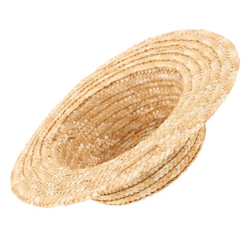 Milisten Kleine Strohhutpuppe Puppenhut Niedlicher Hut Handgemachter Hut Puppe mini formelle Hüte rustikal Steht Rand Blau Mikro-Landschaft-Hut-Ornament kleine hüte Khaki von Milisten