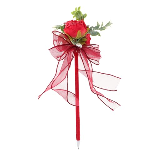 Milisten Kugelschreiber mit Rosenimitat Valentinsblumen-Kugelschreiber rosa Stifte Rosenstifte Blumenstifte für die Schule dekorative Stifte für Damen Blumenschreibstift Plastik rot von Milisten