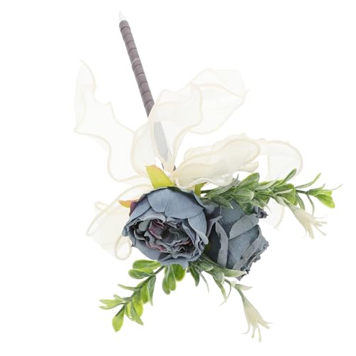 Milisten Kugelschreiber mit Rosenimitat dekorative Stifte Rosenstifte Kugelschreiber mit Blumenmuster Künstliche Rosen-Schreibstifte Blumenstift Blumengelstifte Hochzeit Stifte flüssig Blau von Milisten