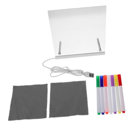Milisten LED Leucht-transparentes Zeichenbrett mit Ständer Wiederbeschreibbares Kunststoff Schreibbrett für Jungen und Mädchen Tragbare Leuchtende Maltafel mit Bunten Stiften Usb-anschluss von Milisten