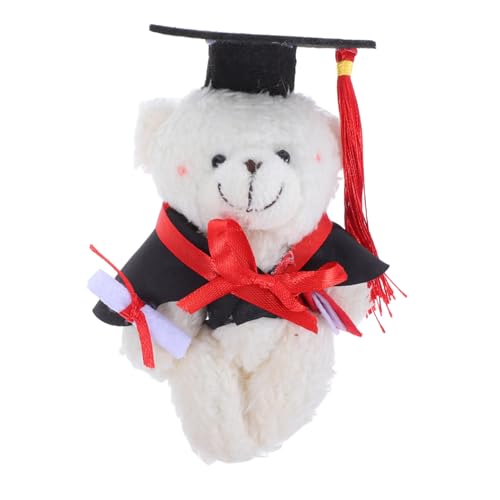 Milisten Mini-Abschlussbär Taschenbär Stofftier als für die Abschlussfeier Bär gefüllte Bulk-Abschlussfeier Abschlussbär Masse Mini-Plüschtiere mit Abschlusskappe Plüschstoffe Weiß von Milisten